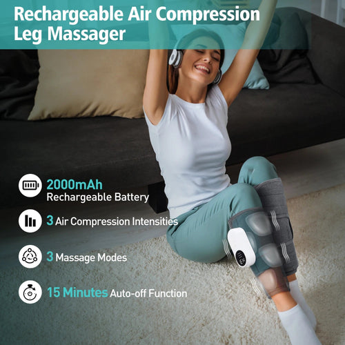 Electric Leg Massager Wireless Airbag Hot Compress Air Compression Leg Calf Massage for Relief Relax Leg Muscles Rechargeable