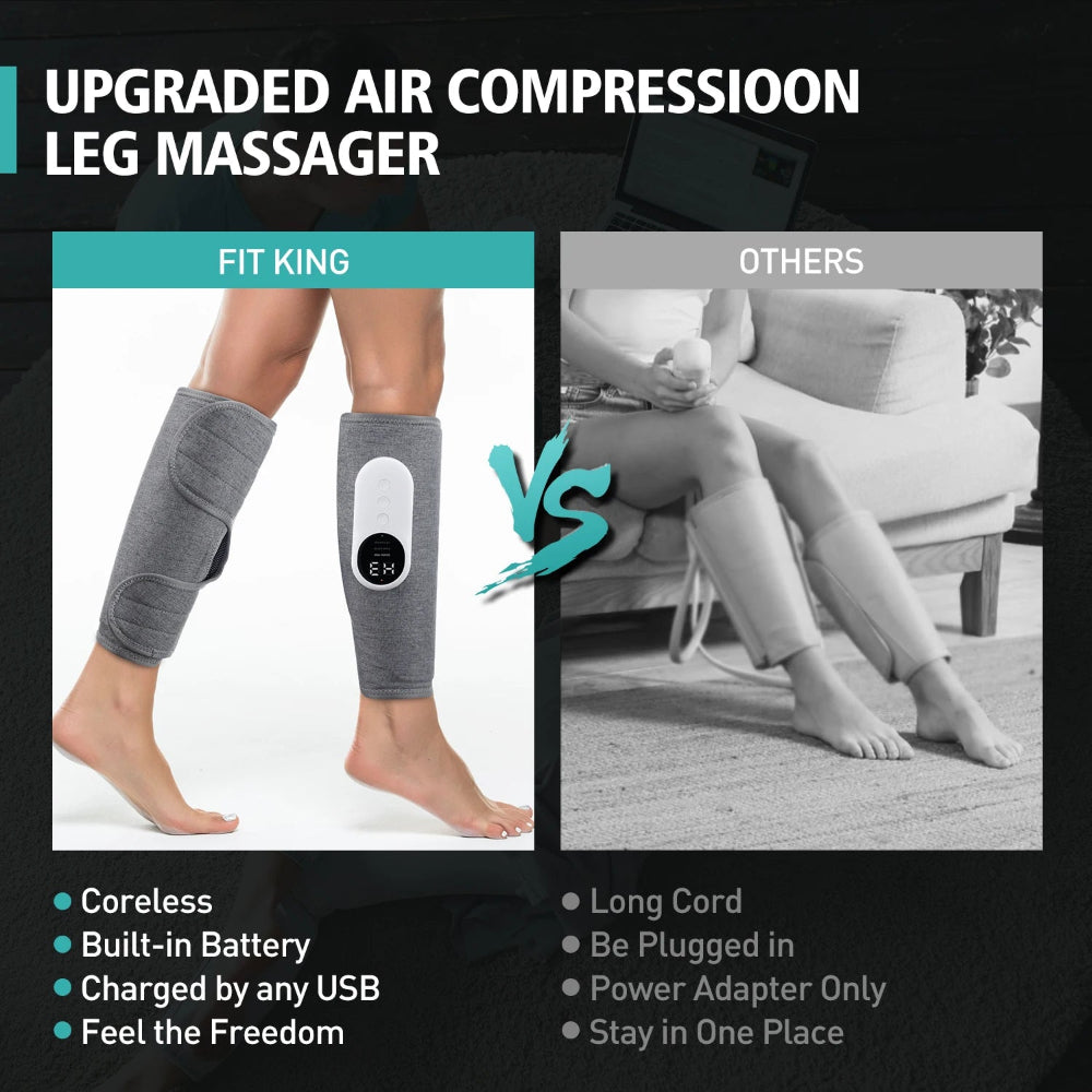 Electric Leg Massager Wireless Airbag Hot Compress Air Compression Leg Calf Massage for Relief Relax Leg Muscles Rechargeable