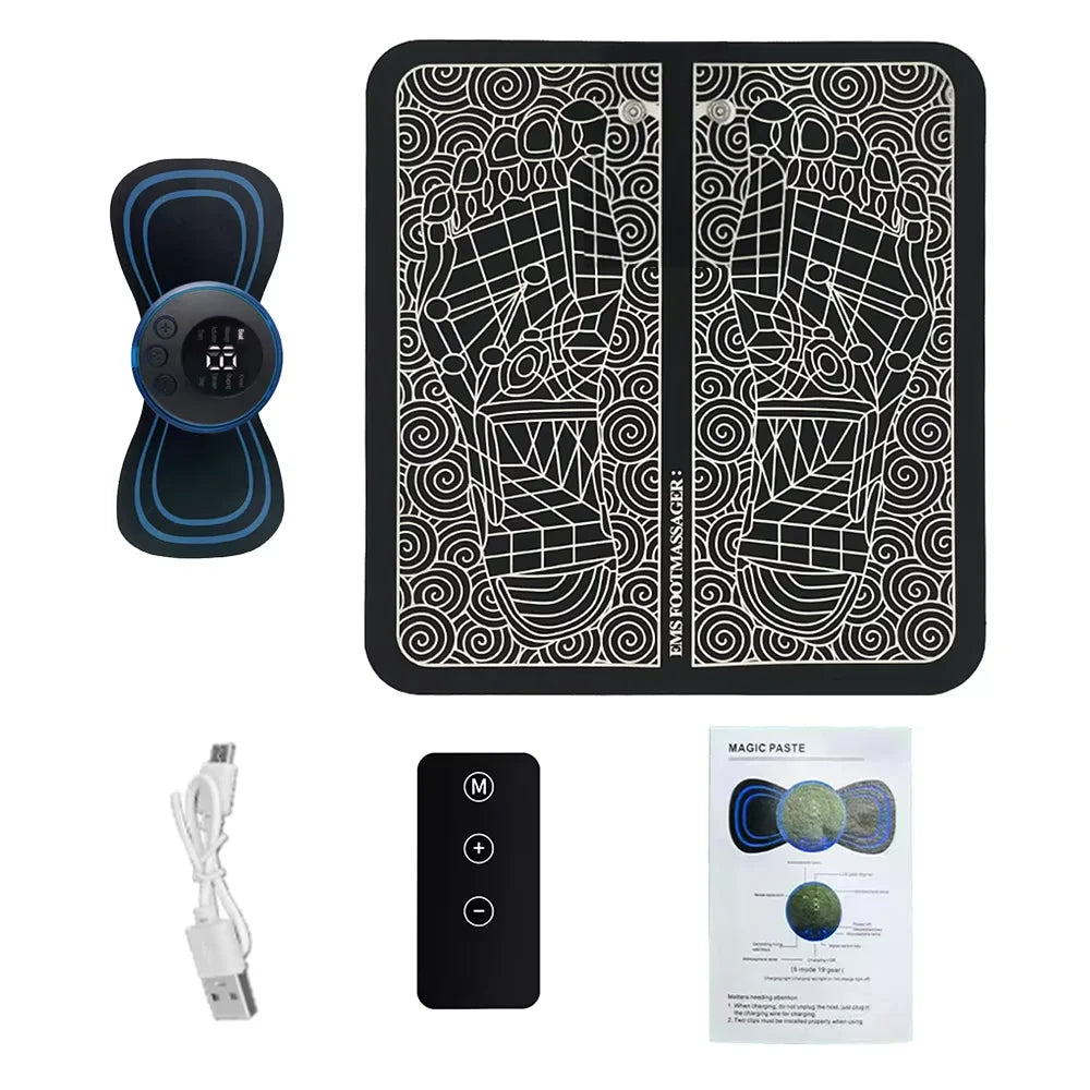 Remote Control Electric Foot Massager Muscle Relaxation Foldable Rechargeable Cervical Massager for Man Woman Relieve Fatigue