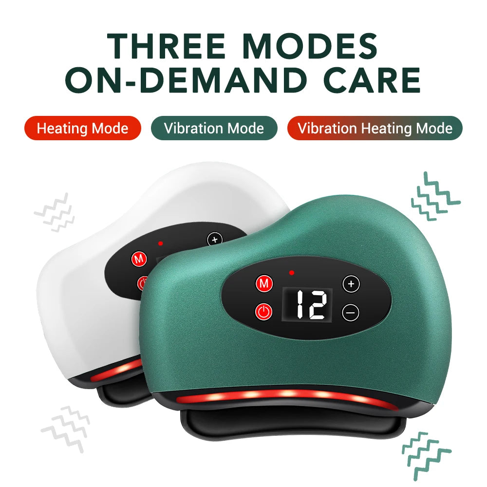 USB Electric Guasha Massager Hot Stone Heating Vibration Scraping Board Neck Back Massage Face Skin Gua Sha Facial Lifting Tools
