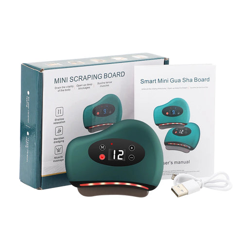 USB Electric Guasha Massager Hot Stone Heating Vibration Scraping Board Neck Back Massage Face Skin Gua Sha Facial Lifting Tools